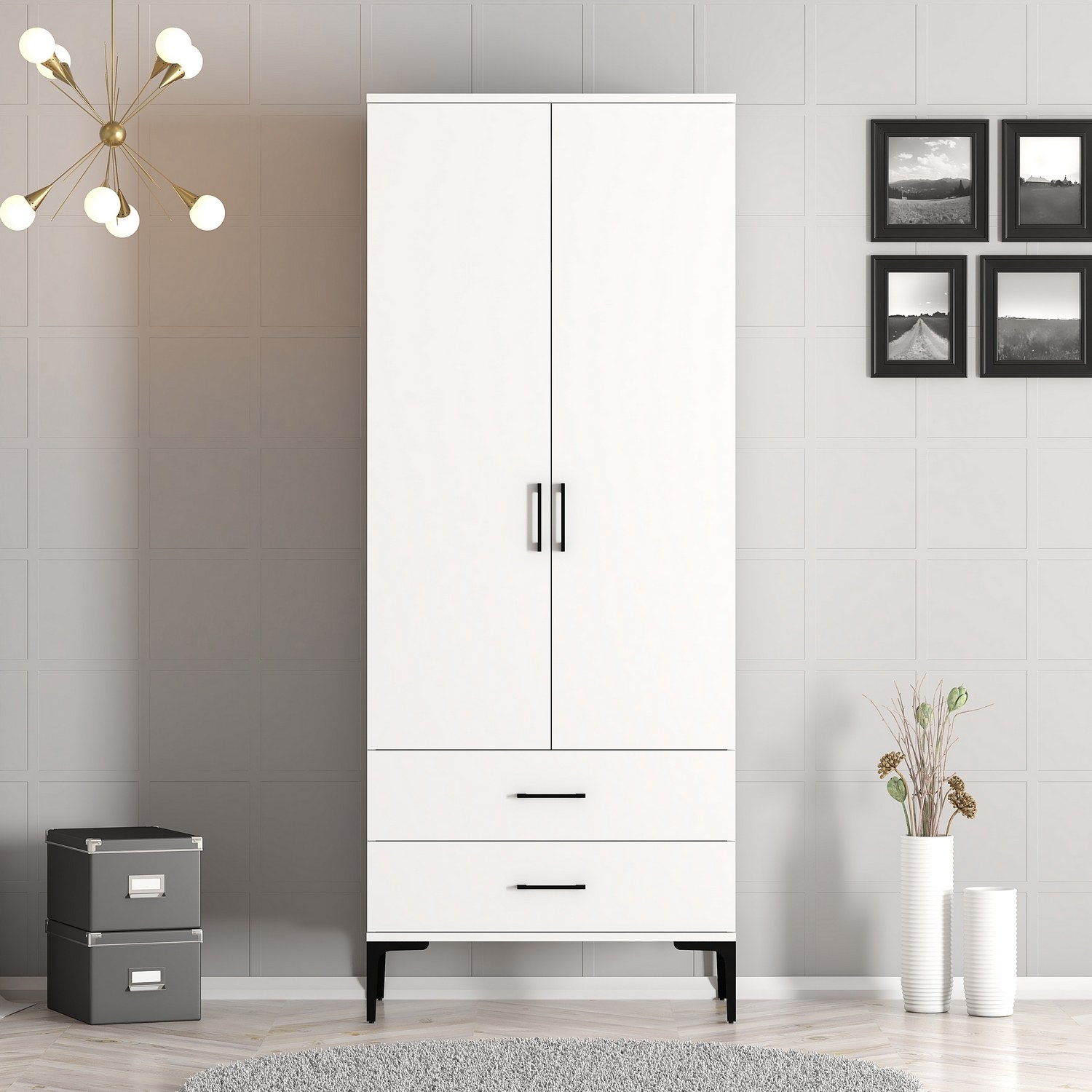 Šatní skříň KUMSAL 80x47.5x201.4 cm – Bílá ASIRGROUP (foto 7)