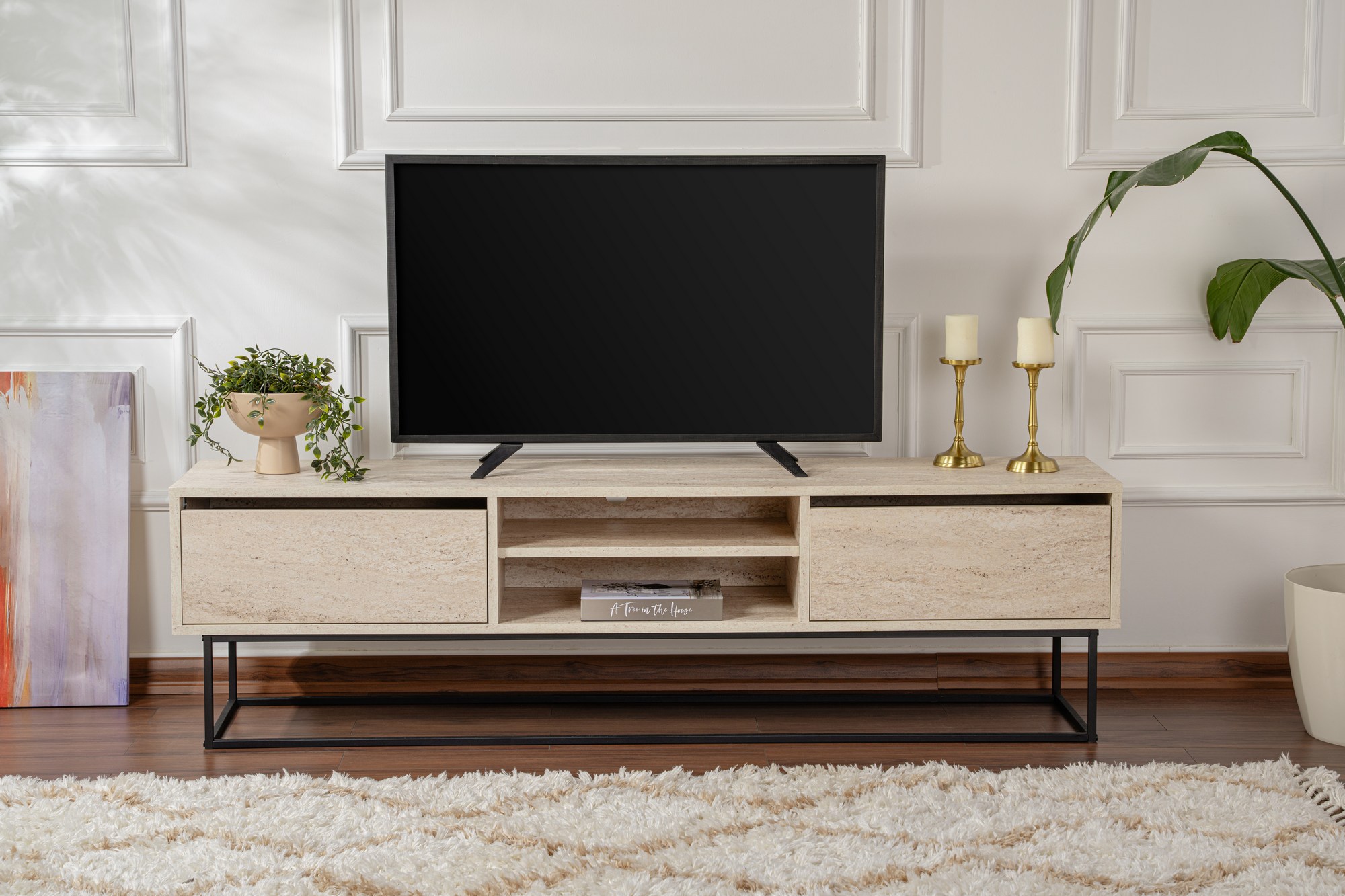 TV stolek ESCAPE 180 -Black Travertine ASIRGROUP (foto 2)