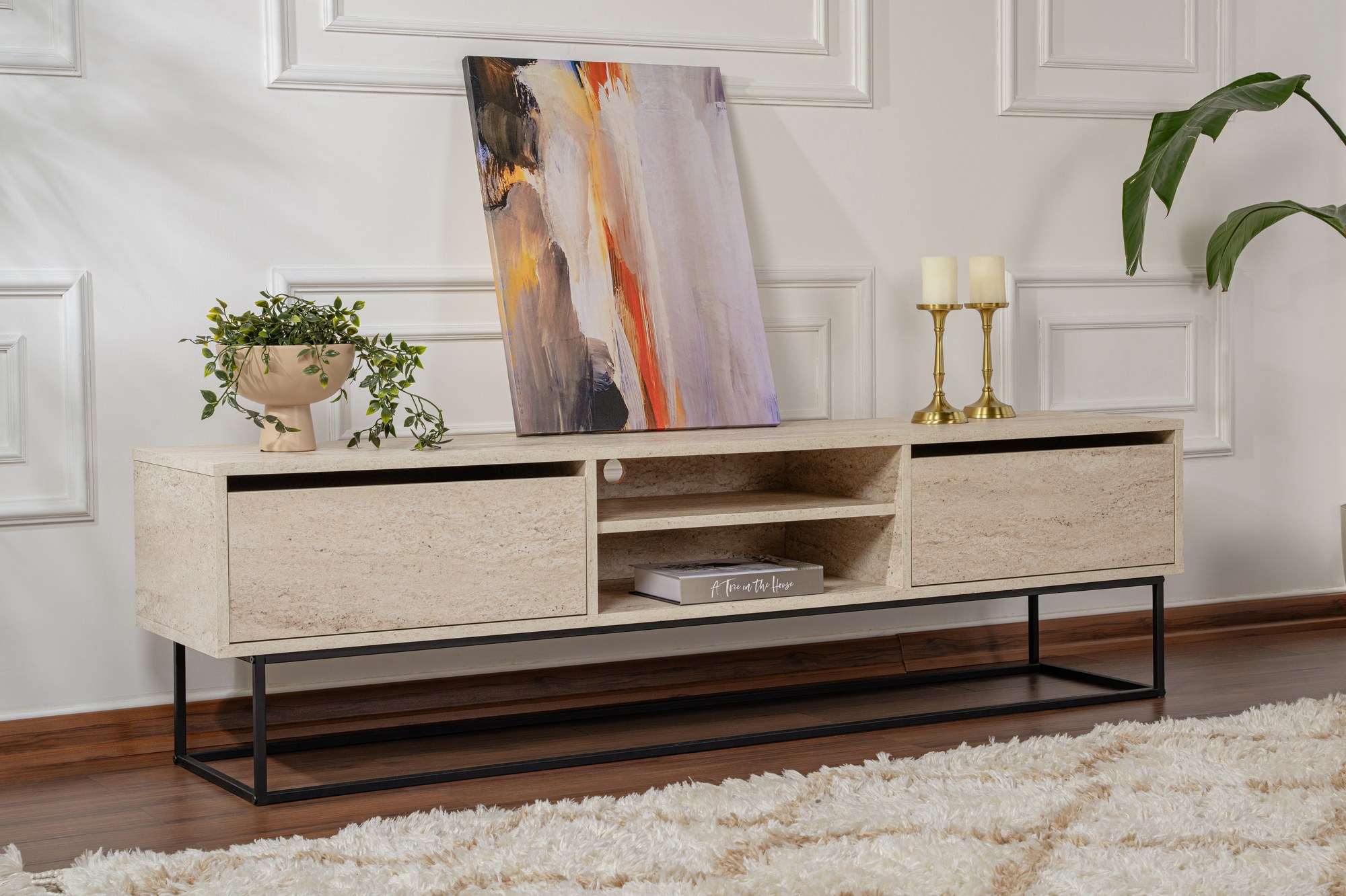 TV stolek ESCAPE 180 -Black Travertine ASIRGROUP (foto 4)