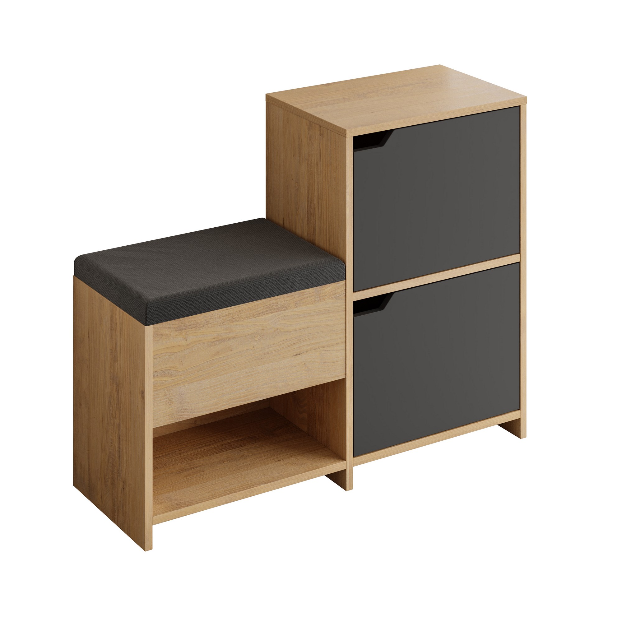 Lavička na topánky Haven – dub, antracitová