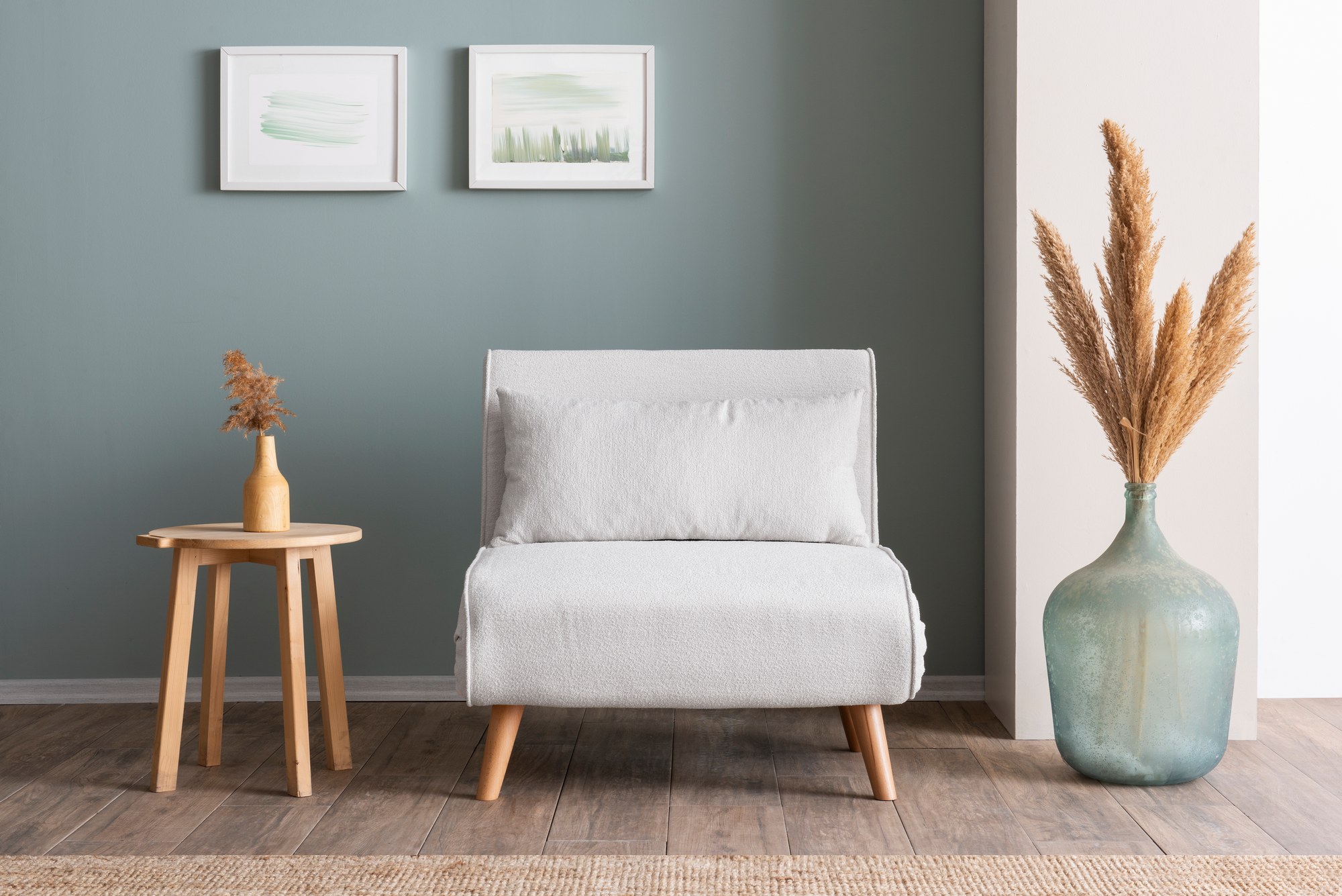 Jednomiestne kreslo Folde – Plyšová látka – Biela