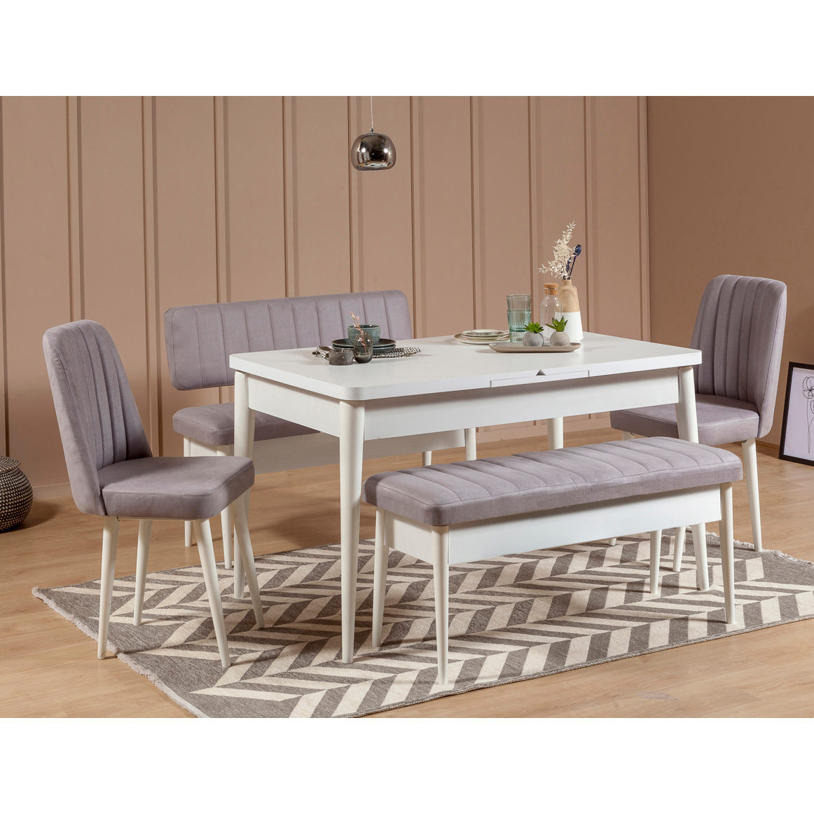 Jídelní set VINA – Set 5 ks / Bílá / Soho ASIRGROUP