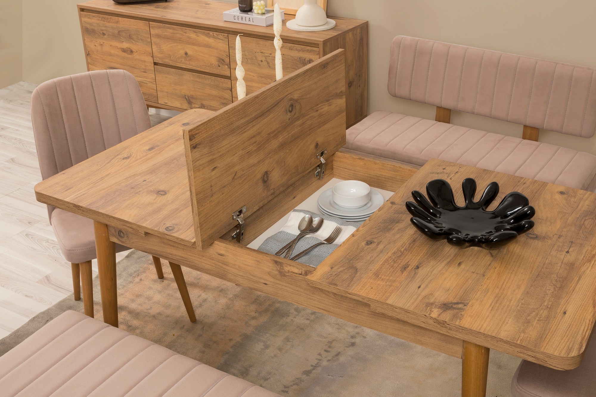 Jídelní set se stolem a konzolí VINA Bench 04 0900 (set 6 ks) ASIRGROUP (foto 5)