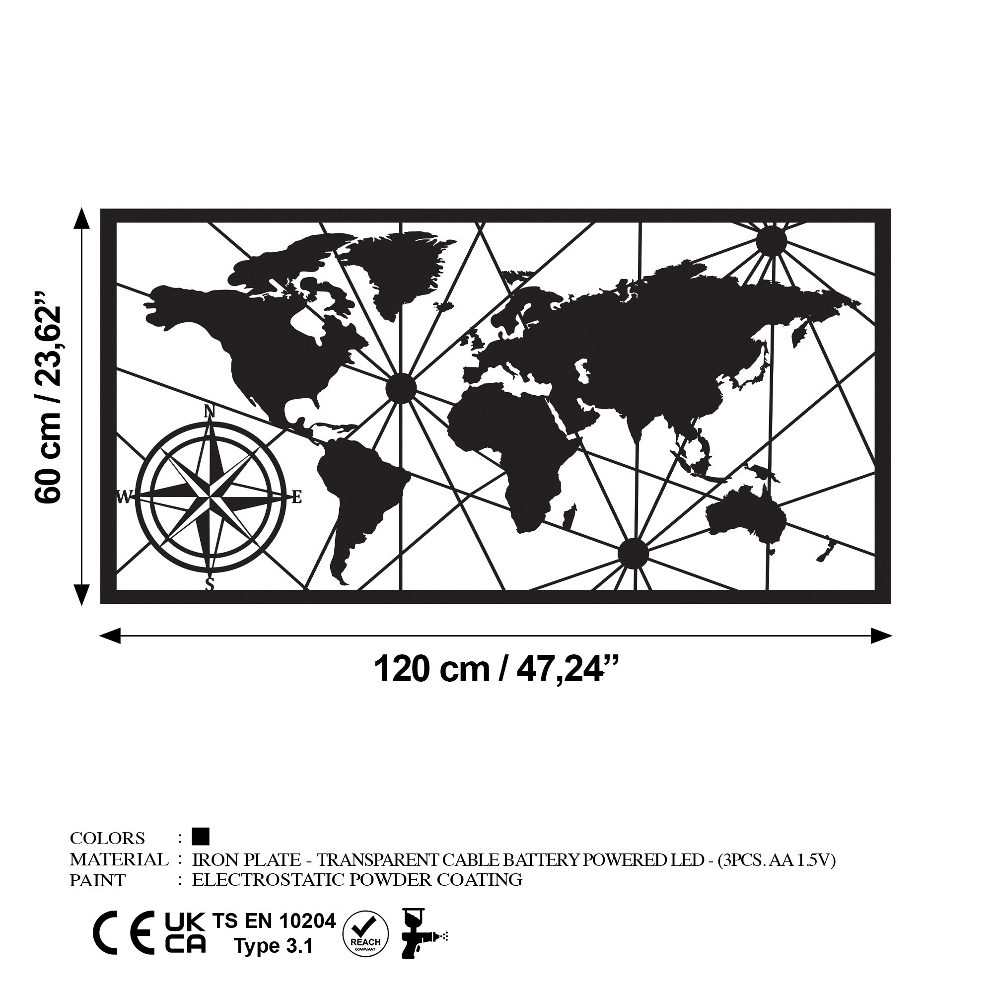 Dekorace WORLD Map Led 452 ASIRGROUP (foto 7)