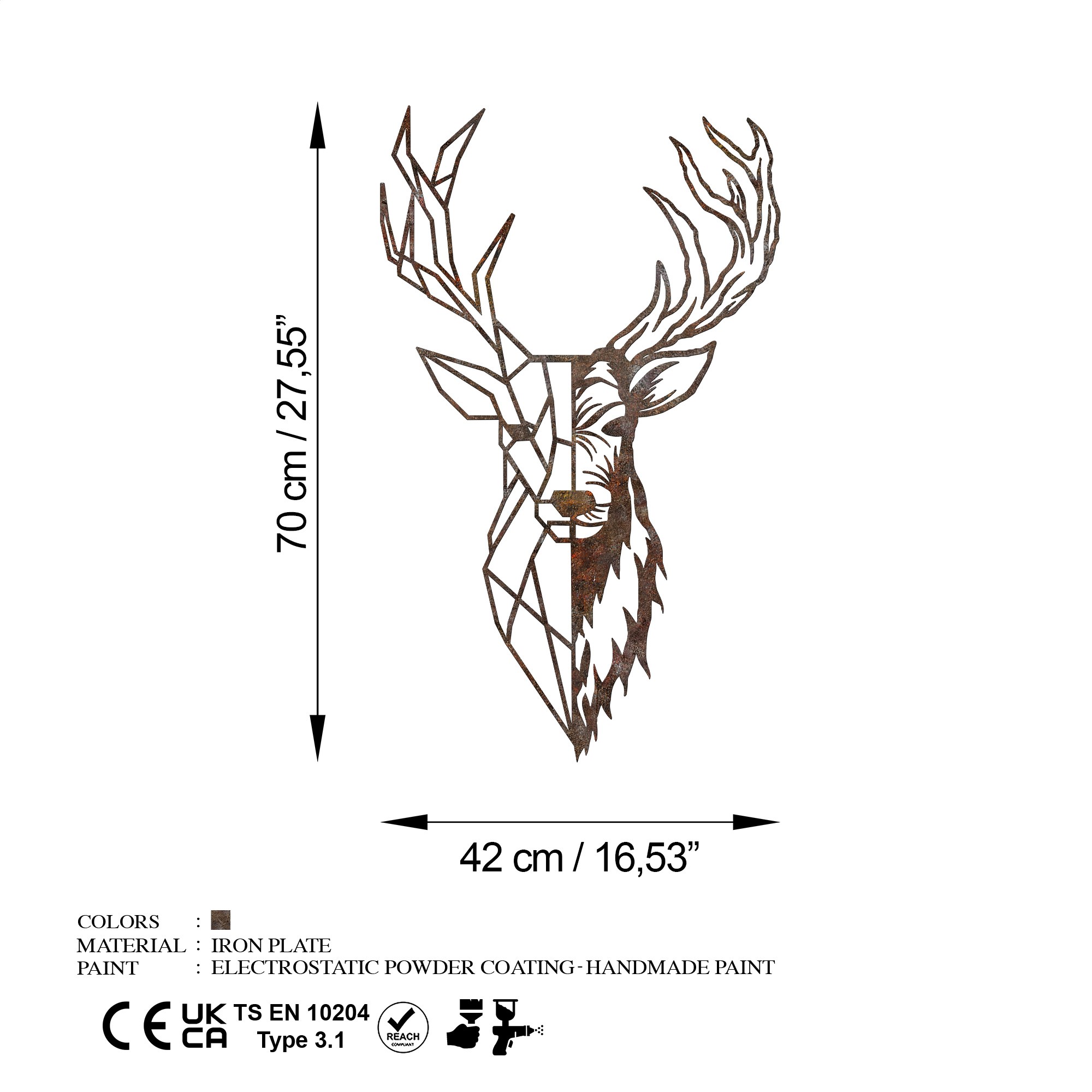 Dekorace RUSTY Deer 3 ASIRGROUP (foto 7)