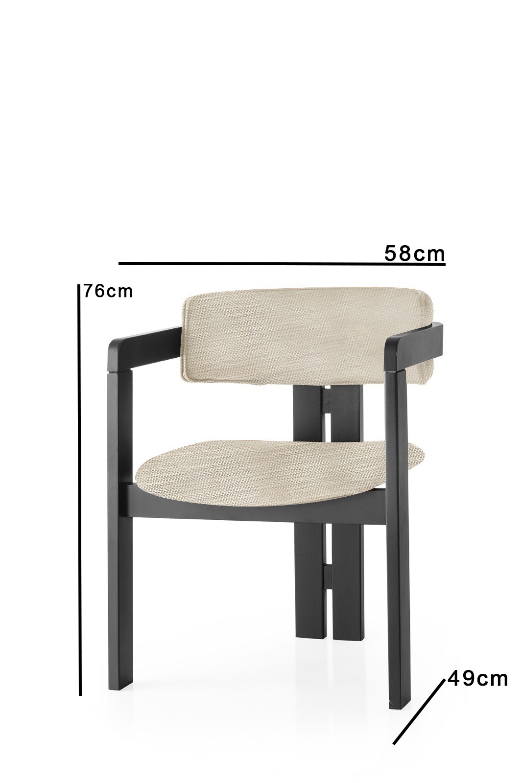 Stolička CO - 006, krémová/čierna