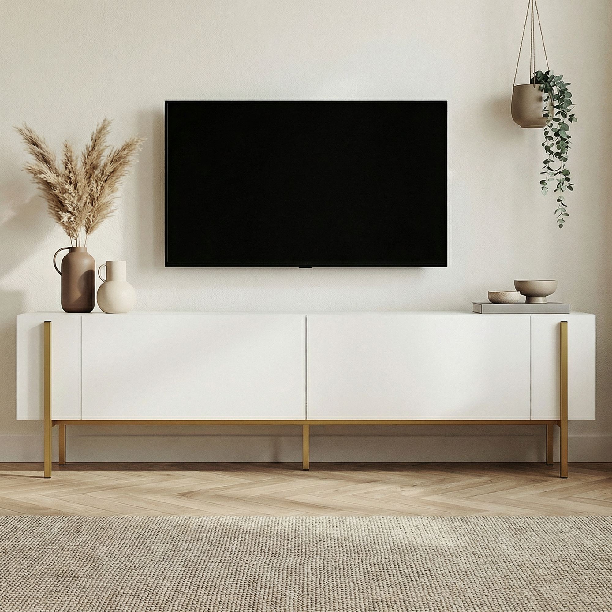 TV skrinka Nexus – biela/zlatá